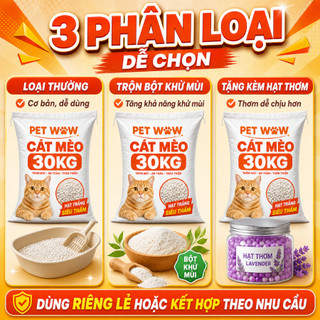 Cát Vệ Sinh Cho Mèo Bao 30kg - Combo Thơm Nhẹ, Khử Mùi, Tiết Kiệm