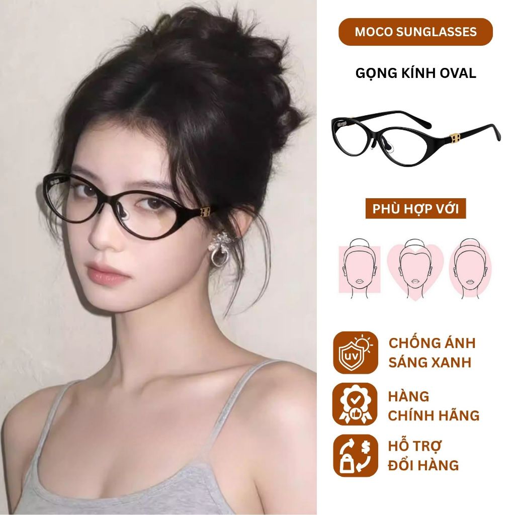 Kính Đổi Màu MOCO Kính Oval Thanh Lịch, Chống Ánh Sáng Xanh Và Tia UV, Tự Động Đổi Màu Ngoài Trời 11533