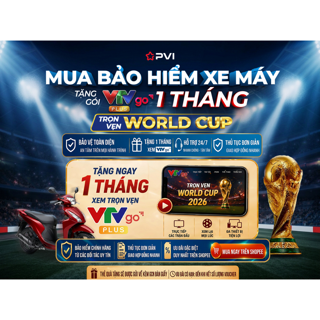 [Bản giấy] Bảo hiểm xe máy, 1-3 năm, bản điện tử - Bảo hiểm xe PVI