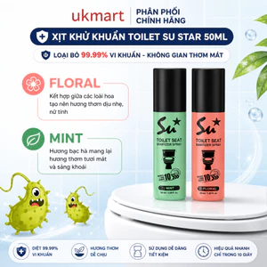 Xịt khử khuẩn bệ ngồi bồn cầu Su Star diệt sạch vi khuẩn, an tâm sử dụng toilet công cộng 50ml