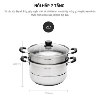 Nồi Hấp 2 Tầng Lock&Lock LLH1282 Chính Hãng – Thiết Kế Tiện Lợi, An Toàn