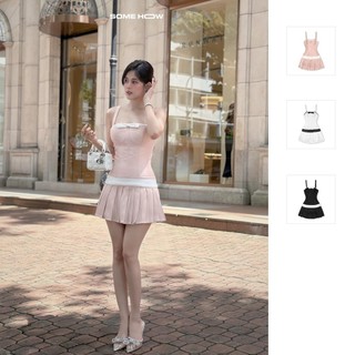 Đầm Ngắn Nữ Bowtie Loose Pleat , Chất Vải Tafta Xước Thoải Mái , WDN059 SOME HOW STORE