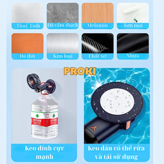 Quạt Mini Cầm Tay Để Bàn Proki Quạt Cầm Tay 5 Cấp Gió Đèn LED, Đeo Cổ & Để Bàn, Có Thể Tháo Rời, Pin 1200/2400/4000mA