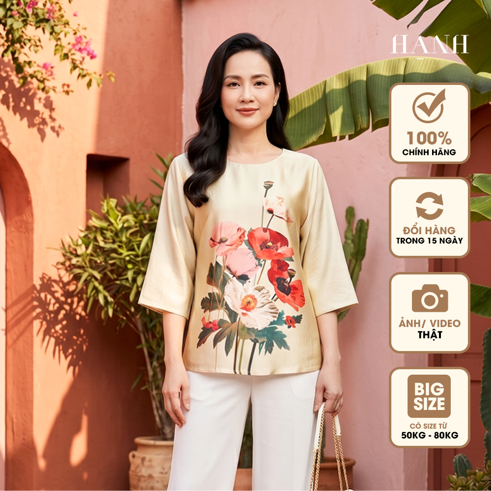 HẠNH - Áo kiểu trung niên tặng mẹ chất liệu lụa cao cấp đi chơi bigsize 2491/6.107
