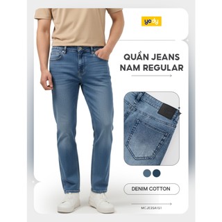 Quần jean dài nam YODY dáng regular tôn dáng cào xước cá tính MCJE26A019