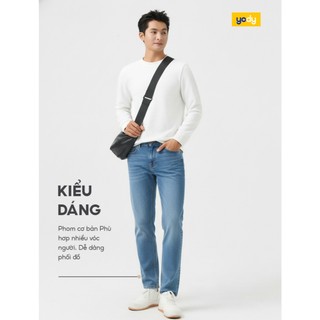 Quần jean dài nam YODY dáng regular tôn dáng cào xước cá tính MCJE26A019