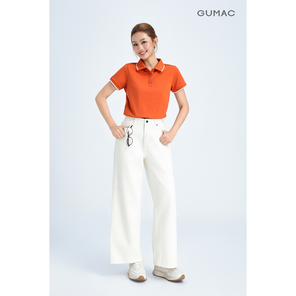 Quần Jeans Nữ Trắng Ống Suông Thắng Cơ Bản Jeans Thoáng Mát Thời Trang GUMAC LQJF1102
