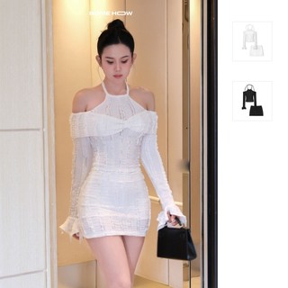 [Deal Độc Quyền] Set Áo Nữ Crop Bowtie Shoulder Short Skirt, Chất Vải Vải Thun Lỗ Thoải Mái, WSB123, SOME HOW STORE