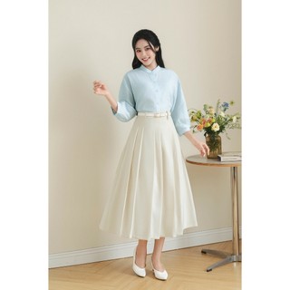 Chân Váy Công Sở Dài Xòe LAMER FASHION Xếp Ly Dáng Dài 2 Lớp Trẻ Trung ( Không Kèm Thắt Lưng ) HSD-O62L26Q005