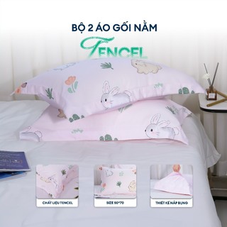 Bộ 2 Áo Gối Nằm NIN Selina Tencel Microfiber 50x70cm – Mềm Mịn, Thoáng Mát, Êm Dịu Cho Da