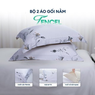 Bộ 2 Áo Gối Nằm NIN Selina Tencel Microfiber 50x70cm – Mềm Mịn, Thoáng Mát, Êm Dịu Cho Da