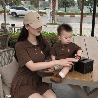 Set đồ gia đình nâu bé trai , gái