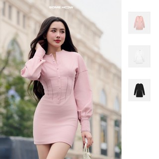[Deal Độc Quyền] Đầm Ngắn Nữ Long Sleeves Corset Form, Chất Vải Cotton Thun Hàn Thoải Mái, WDN105 SOME HOW STORE
