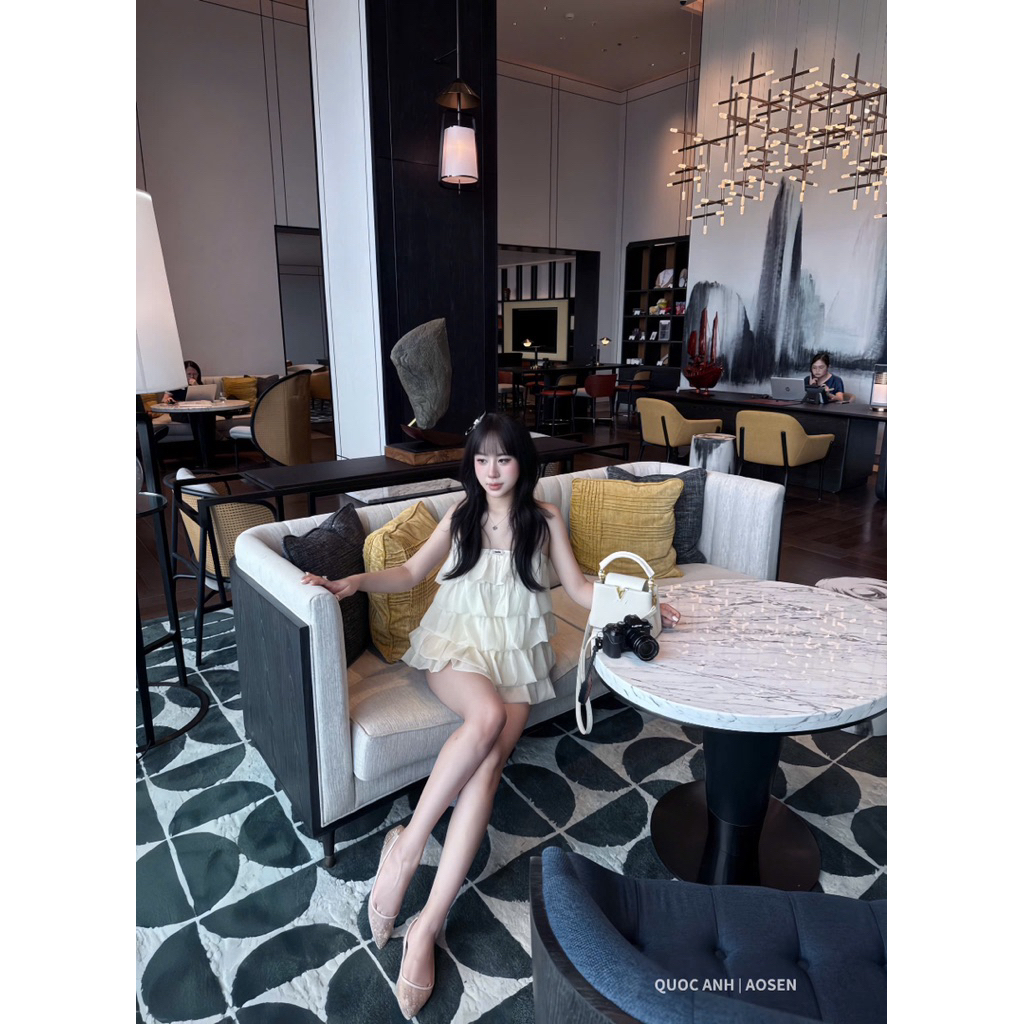 Váy quây tơ tầng dáng ngắn bánh bèo xinh