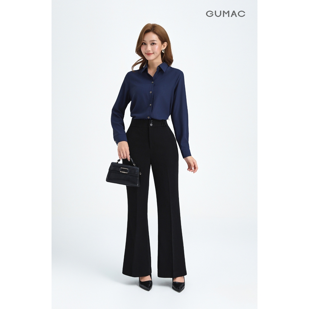 Áo Sơ Mi Nữ Tay Dài GUMAC Form Regular Cơ Bản Chất Lụa Mango Mềm Mát Công Sở Thanh Lịch BAE00001