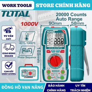 Đồng hồ vạn năng kỹ thuật số TOTAL chính hãng đo điện áp AC/DC, dòng điện, điện trở, màn hình LCD chính xác cao DNTT