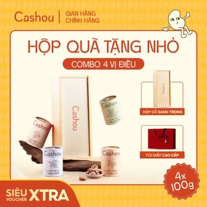 Combo Hạt Điều 4 Vị Cao Cấp Cashou Kèm Hộp Gỗ Sang Trọng – Quà Tặng Tết/Doanh Nghiệp