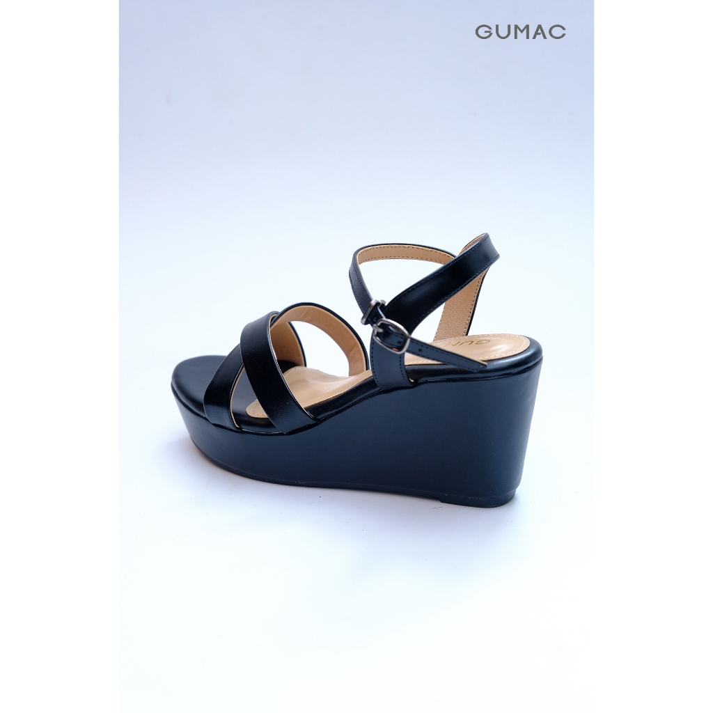 Giày Sandal Nữ GUMAC Quai Chéo Đế Xuồng Cài Khóa Êm Chân GG04091