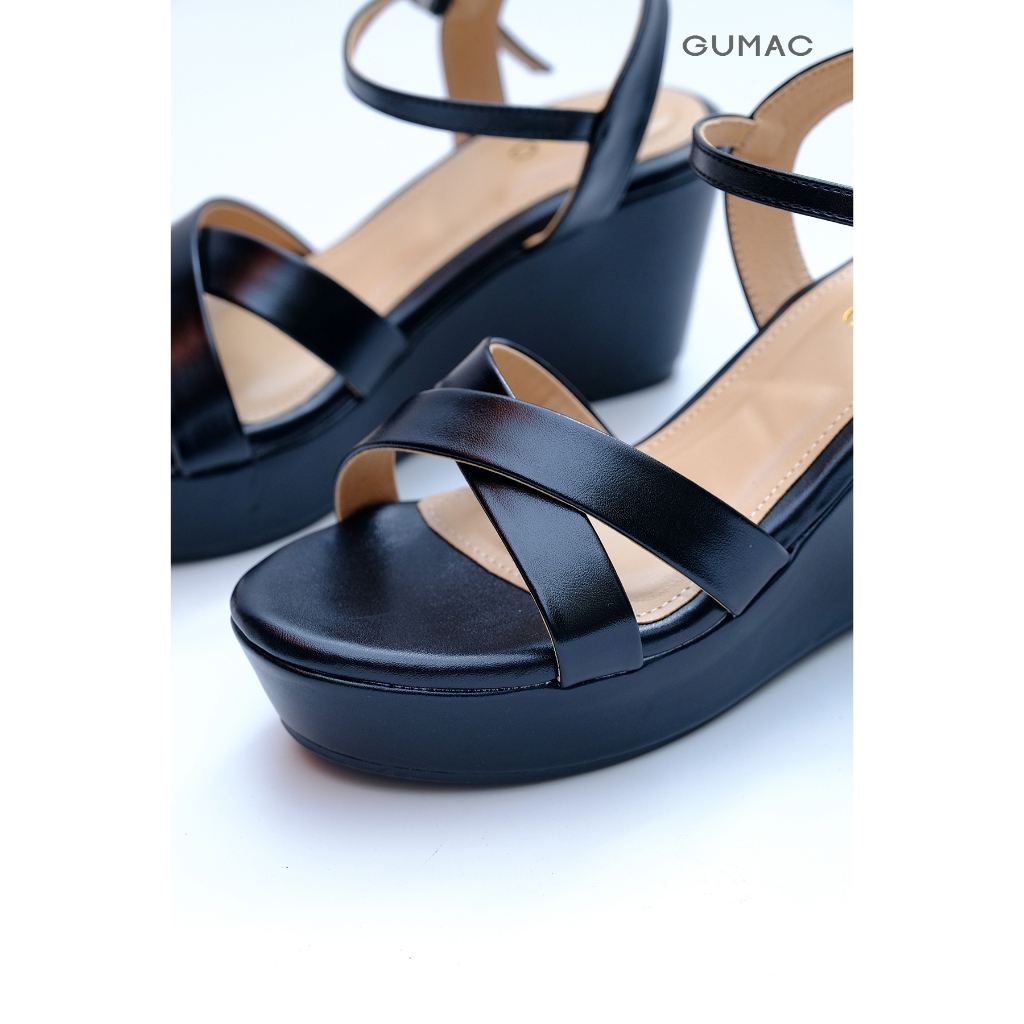 Giày Sandal Nữ GUMAC Quai Chéo Đế Xuồng Cài Khóa Êm Chân GG04091