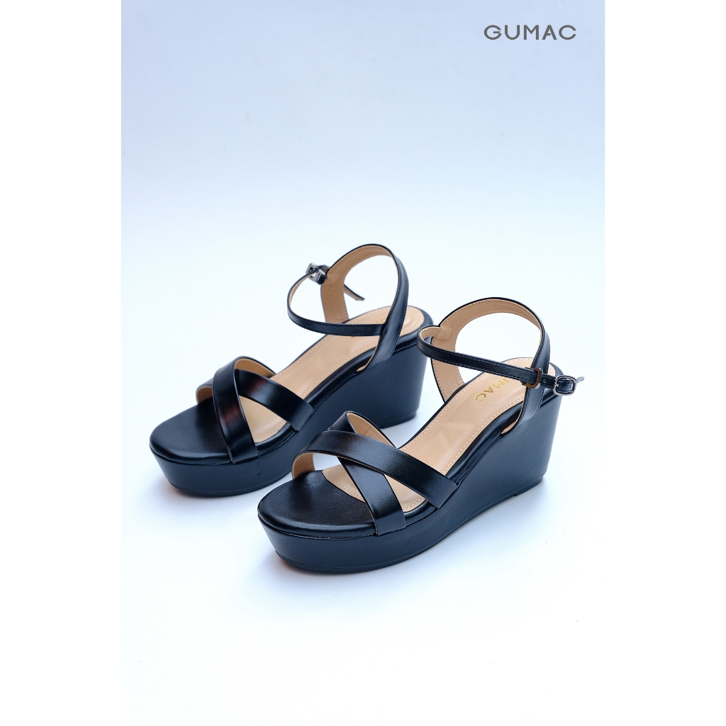 Giày Sandal Nữ GUMAC Quai Chéo Đế Xuồng Cài Khóa Êm Chân GG04091