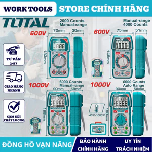 Đồng Hồ Đo Điện Kỹ Thuật Số TOTAL Đa Năng Cho Thợ Điện Đo Volt Ampe Ohm DNTT