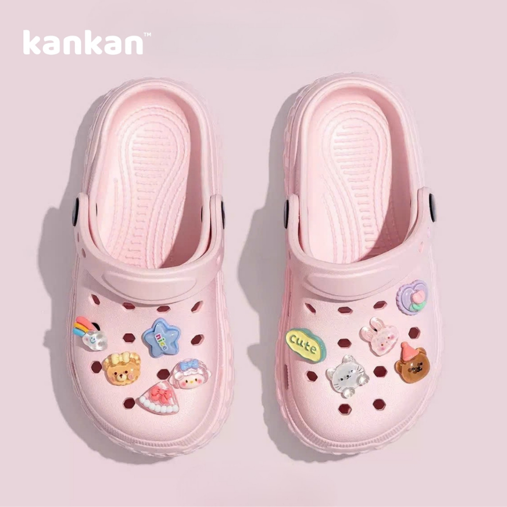 Dép Sục Cho Bé Gái Trẻ Em KanKanStore Tặng Kèm Sticker Charm Cute KA96