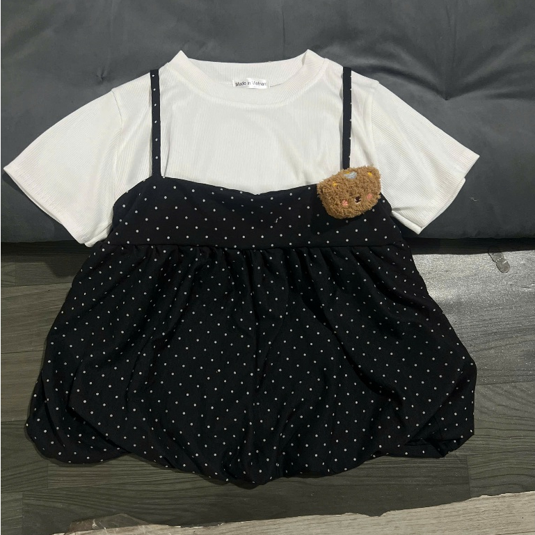 [MỞ BÁN TẶNG CHAM][có tách lẻ]Set Đồ Nữ Áo Thun Trơn Cộc Tay Kèm Áo 2 Dây chấm bi from bí phồng 2 lớp xinh xắn mẫu hot