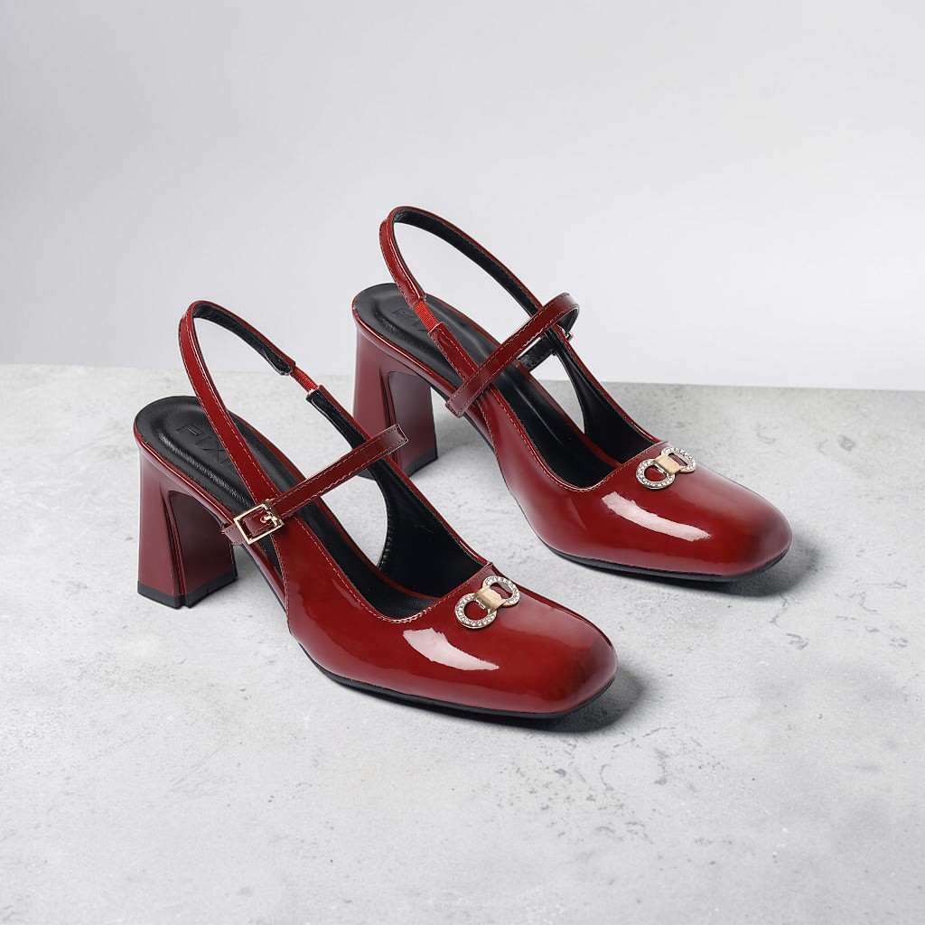 Giày Slingback Cao Gót Nữ 7cm Quai Ngang Đính Khóa Pixie H459