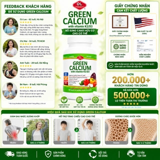 Viên uống canxi hữu cơ cho cơ thể Olympian Labs Green Calcium with Vitamin K2/D3 hộp 100 viên