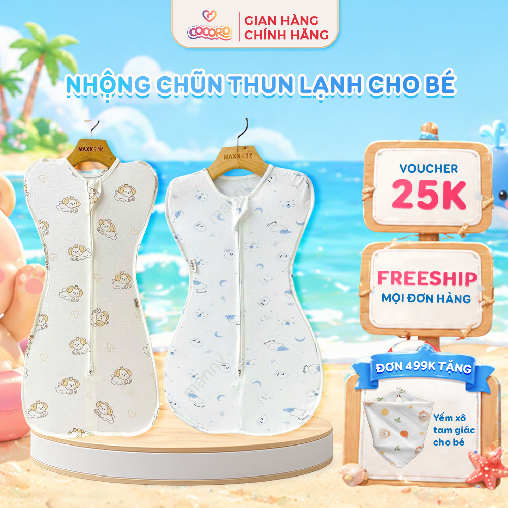 Nhộng Chũn MANNY Thun Lạnh Cho Bé Sơ Sinh – Thiết Kế Khóa Kéo 2 Chiều, An Toàn Cho Da Bé - Cocoro Baby