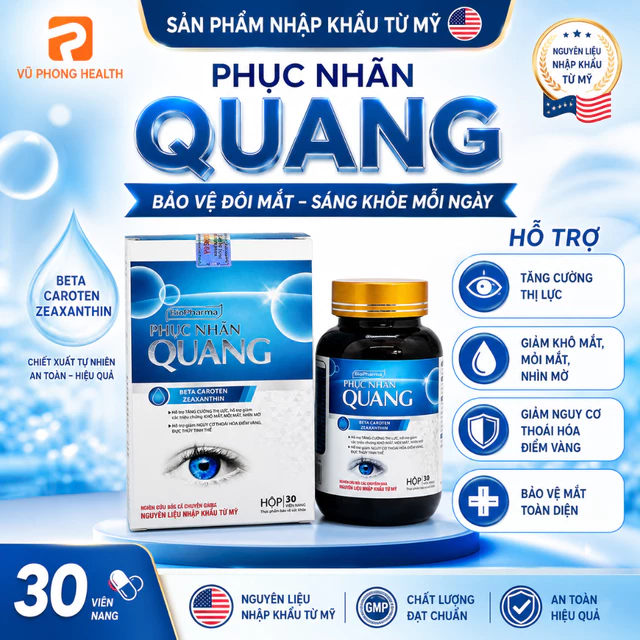 Viên uống bổ mắt Phục Nhãn Quang hộp 30 viên – Giảm mỏi mắt, sáng mắt, hỗ trợ thị lực