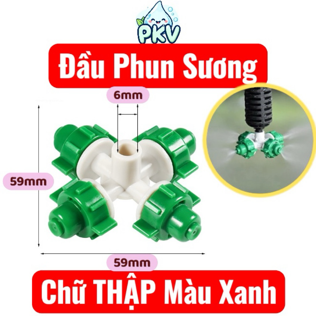 [Giá Rẻ] Combo 10 Đầu Phun Sương Chữ Thập 4 Hướng 6mm – Béc Tưới Cây, Phun Mịn 360°, Lắp Ống 4/7
