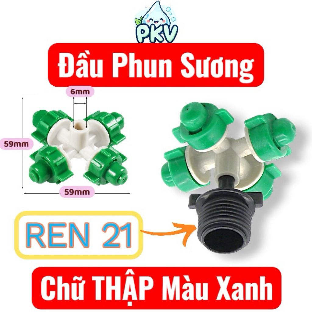 [Giá Rẻ] Combo 10 Đầu Phun Sương Chữ Thập 4 Hướng 6mm – Béc Tưới Cây, Phun Mịn 360°, Lắp Ống 4/7
