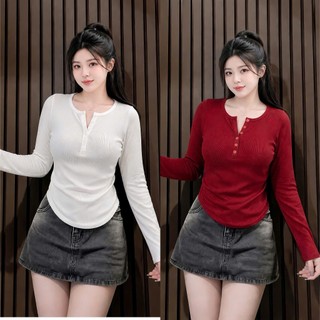 Áo Thun Dài Tay Bigsize Nữ Cổ Tròn Có Nút – Co Giãn, Mặc Đẹp Che Khuyết Điểm 55-93kg A330