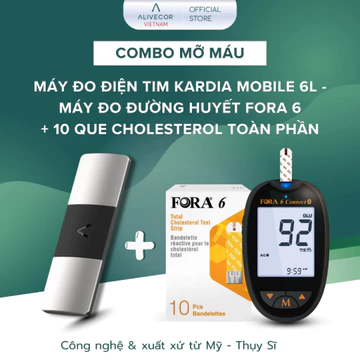 [Kardia] Combo Mỡ Máu, Máy Đo Điện Tim Cá Nhân Kardia Mobile 6L + Máy Đo 6 Chỉ Số + 1H Que Thử Mỡ Máu