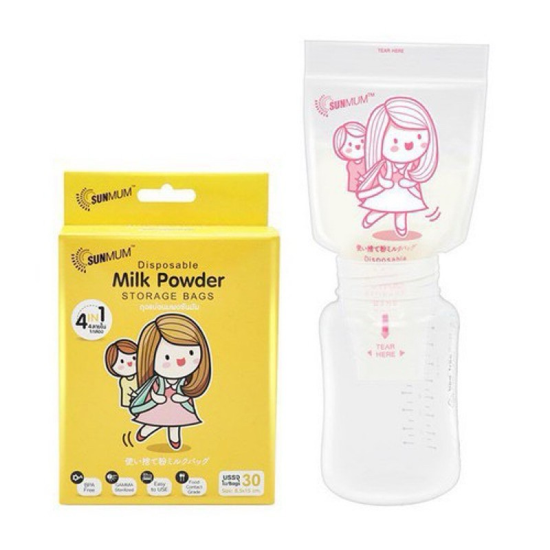 Hộp 30 Túi Trữ Sữa Bột SUNMUM Thái Lan Vàng – Túi Trữ Sữa Bột Mẹ & Bé CHÍNH HÃNG Thái Lan - Cocoro Baby