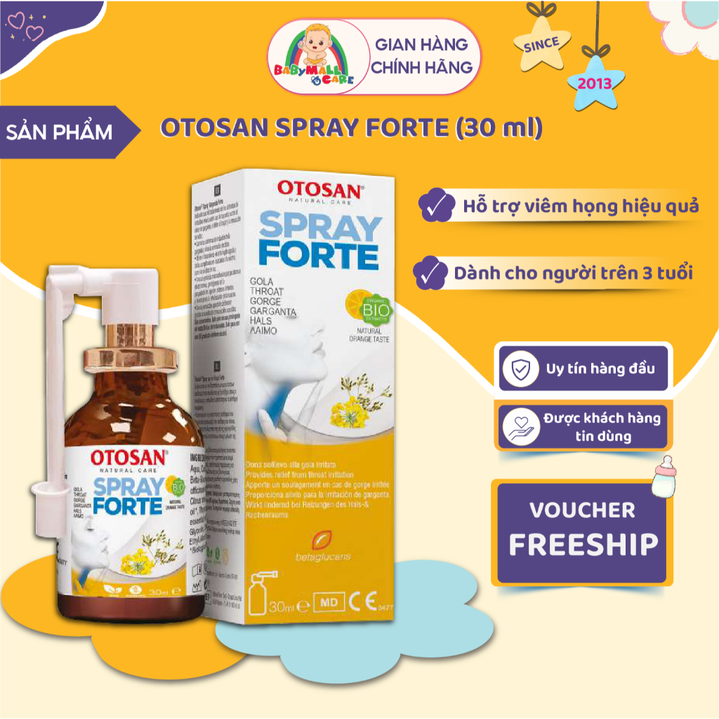 Xịt Họng Otosan Spray Forte Hỗ Trợ Dịu Cổ Họng Giảm Sưng Tấy Chai 30ml | Babymall & Care