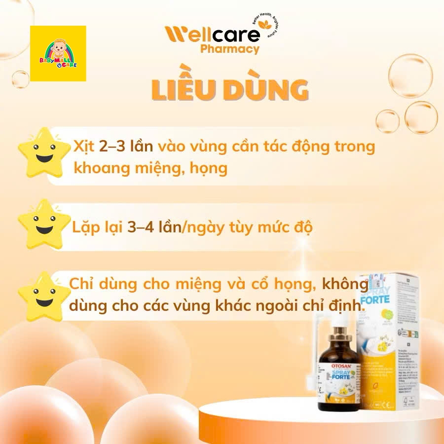 Xịt Họng Otosan Spray Forte Hỗ Trợ Dịu Cổ Họng Giảm Sưng Tấy Chai 30ml | Babymall & Care