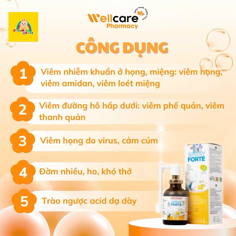 Xịt Họng Otosan Spray Forte Hỗ Trợ Dịu Cổ Họng Giảm Sưng Tấy Chai 30ml | Babymall & Care