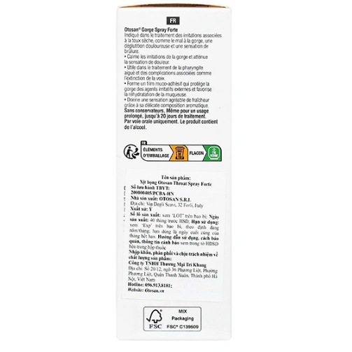 Xịt Họng Otosan Spray Forte Hỗ Trợ Dịu Cổ Họng Giảm Sưng Tấy Chai 30ml | Babymall & Care