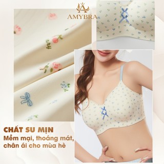 [ BST HÈ ] Áo Ngực Nữ AMYBRA Su Mịn Họa Tiết Trẻ Trung, Áo Lót Nữ Không Gọng Mút Vừa Cố Định A967