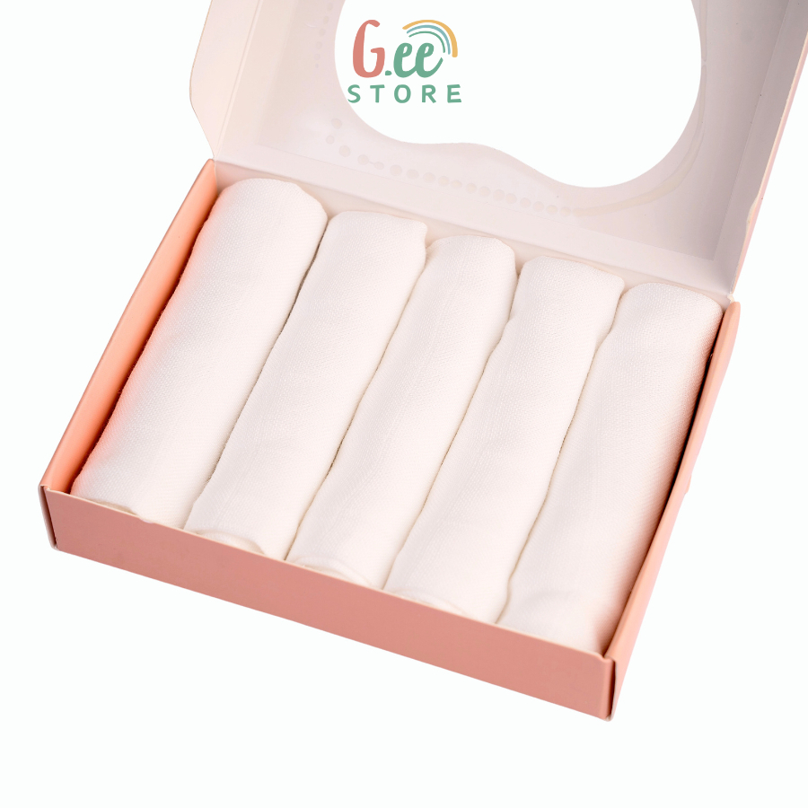 Hộp 5 Khăn Sữa Gee Kids Sợi Tre Cao Cấp 30x30Cm – Thấm Hút Tốt, Dễ Giặt, Mềm Mại Cho Bé - Cocoro Baby