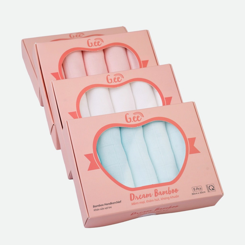 Hộp 5 Khăn Sữa Gee Kids Sợi Tre Cao Cấp 30x30Cm – Thấm Hút Tốt, Dễ Giặt, Mềm Mại Cho Bé - Cocoro Baby
