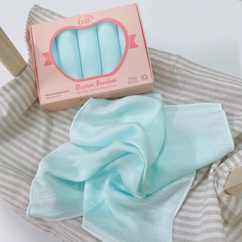 Hộp 5 Khăn Sữa Gee Kids Sợi Tre Cao Cấp 30x30Cm – Thấm Hút Tốt, Dễ Giặt, Mềm Mại Cho Bé - Cocoro Baby
