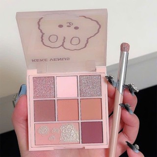 Bảng phấn mắt 9 ô kèm má hồng và highlight, Bảng phấn mắt đa năng 3 trong 1