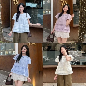 Áo Babydoll Cổ Sen Tay Bồng Gấu Viền Bèo Dễ Thương Nữ Tính Ao256