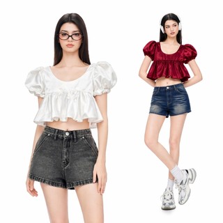 CARA Áo kiểu nữ Haro tay phồng dáng peplum dễ thương
