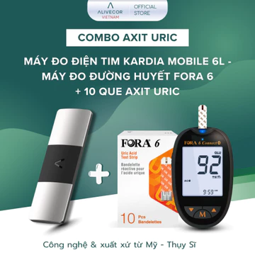 [Kardia] Combo Gút, Máy Đo Điện Tim Cá Nhân Kardia Mobile 6L + Máy Đo 6 Chỉ Số + 1H Que Thử Axit Uric