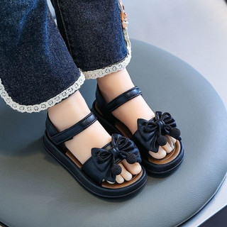 Sandal nơ cục bông cho bé gái từ 3 đến 10 tuổi đế dày tăng chiều cao siêu xinh