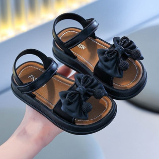 Sandal nơ cục bông cho bé gái từ 3 đến 10 tuổi đế dày tăng chiều cao siêu xinh